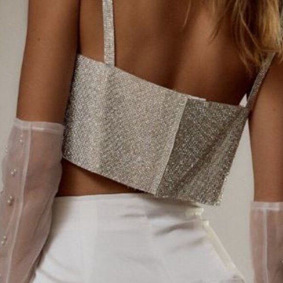 Silver Rhinestone Crop Top - Picture 2 of 3